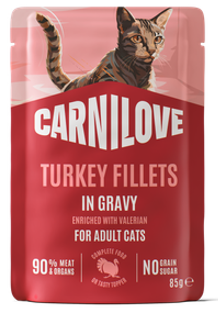 Carnilove® Paté Pouch Turkey Fillets in Gravy enriched with Valerian for Adult Cats 85gr